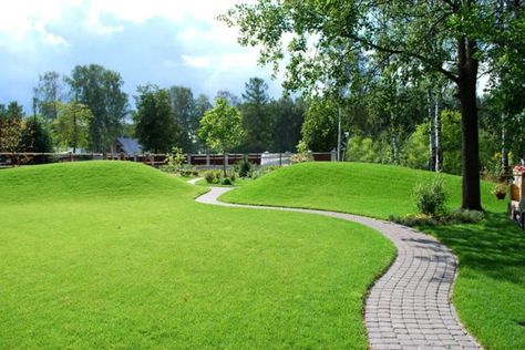 Landscaping Berm Ideas, Hills Landscape, Paving Ideas, Formal Garden, Landscape Architecture Design, Backyard Garden Design, Garden Landscape Design, House Landscape, Plant Design