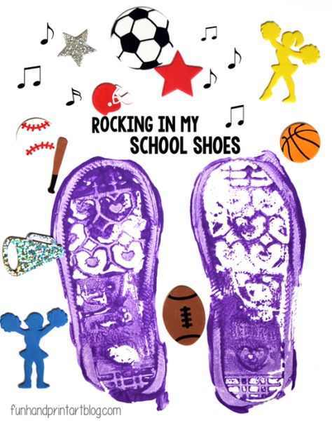 Shoe Print Craft -Pete the Cat: Rocking in My School Shoes Pete The Cat Shoes, Pete The Cats, The Kissing Hand, Room On The Broom, First Day Of School Activities, Back To School Crafts, Painting Activities, Preschool Graduation, Footprint Art