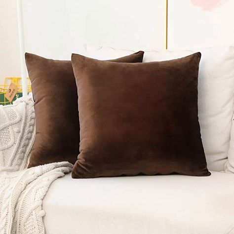 Brown Velvet Pillow Cover, Tan Throw Pillow, Pillows For Sofa, Couch Bench, Black Couches, Brown Throw Pillow, Brown Throw Pillows, Brown Pillow, Sofa Cotton