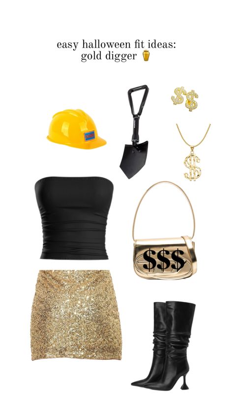 easy halloween fit ideas: gold digger⚱️ #outfit #outfitinspo #fitinspo #fit #aesthetic #love #pinterest #shufflefyp #fyp #shuffle #fypshuffle #halloween #halloweenaesthetic #halloweencostume Fit Aesthetic, Love Pinterest, Gold Digger, Aesthetic Love, Fit Ideas, Gold Top, Easy Halloween, Fitness Inspo, Halloween Costume