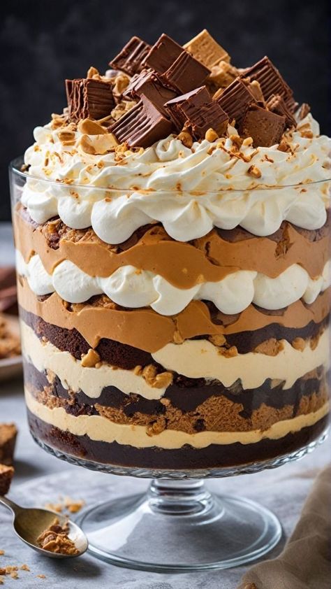 Italian Desserts Easy, Brownie Trifle, Sweet Roll Recipe, Simple Family Meals, Fruity Cake, Colorful Desserts, Impressive Desserts, Trifle Desserts, Fudge Brownie