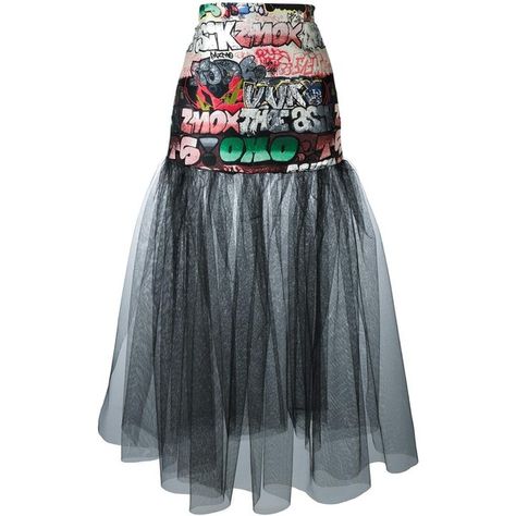 Giamba graffiti print sheer skirt (19,900 THB) ❤ liked on Polyvore featuring skirts, black, multi color skirt, transparent skirt, colorful skirts, multicolor skirt and multi colored skirt Tulle Skirt Black, Colorful Skirts, Full Skirts, Sheer Skirt, Black Tulle, Diy Couture, Kpop Fashion Outfits, Print Skirt, Skirt Design