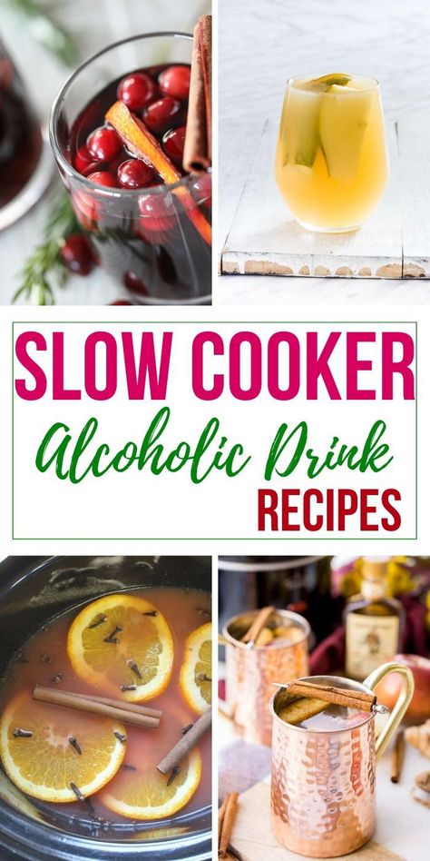 Crock Pot Alcoholic Drinks, Crockpot Fall Drinks Alcohol, Slow Cooker Fall Drinks, Crockpot Boozy Drinks, Crock Pot Cocktails, Crockpot Beverages Fall, Crockpot Drinks Christmas, Festive Adult Beverages, Crockpot Christmas Drinks