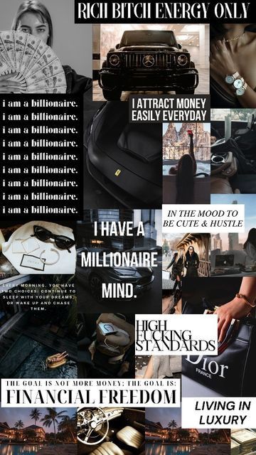 Rich Woman Vision Board, Women Vision Board Ideas, High Value Woman Vision Board, Rich Girl Vision Board, Finance Girly, Company Vision Board, Business Vision Board Examples, Girl Vision Board, Board Themes