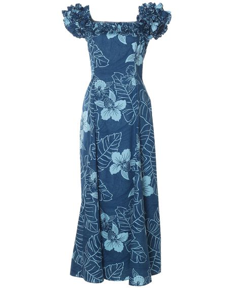 Hawaiian Maxi Muumuu Dress Niihau Teal Two Palms Wedding Dress Shirt, Hawaiian Muumuu, Island Style Clothing, Easy Wear Dresses, Polynesian Dress, Blouse Size Chart, Muumuu Dress, Island Dress