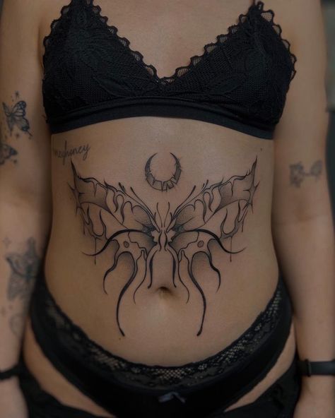 https://www.instagram.com/fame_tattoo/ Tattoo Artist Fame Tattoo Polska Lower Stomach Tattoos For Women, Abdomen Tattoo, Traditional Butterfly Tattoo, Butterfly Tattoos On Arm, Stomach Tattoos Women, Butterfly Hand Tattoo, Belly Tattoos, Girl Arm Tattoos, Famous Tattoos