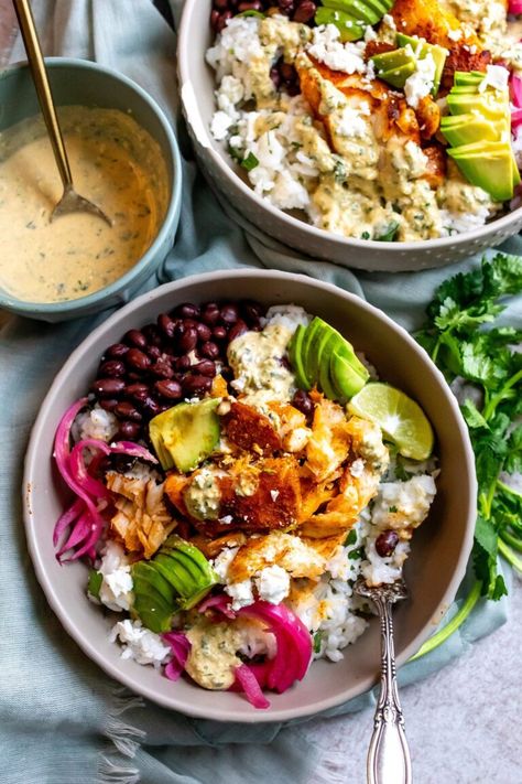 Fish Taco Bowls - Sailor Bailey Fish Bowl Recipe, Cod Filets, Sailor Bailey, Taco Bowl Recipe, Lime Crema, Taco Bowl, Crispy Beef, Food Fish, Fish Taco