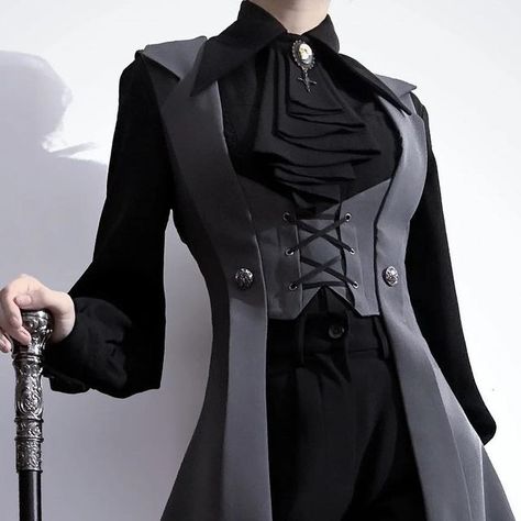 Gothic Suits Women, Gothic Fitted Outerwear For Cosplay, Gothic Long Sleeve Blazer For Winter, Vampire Clothing, Dark Ouji Fashion, Gothic Tailcoat Women, Cos Clothes, Guy Clothing, Gothic Suit