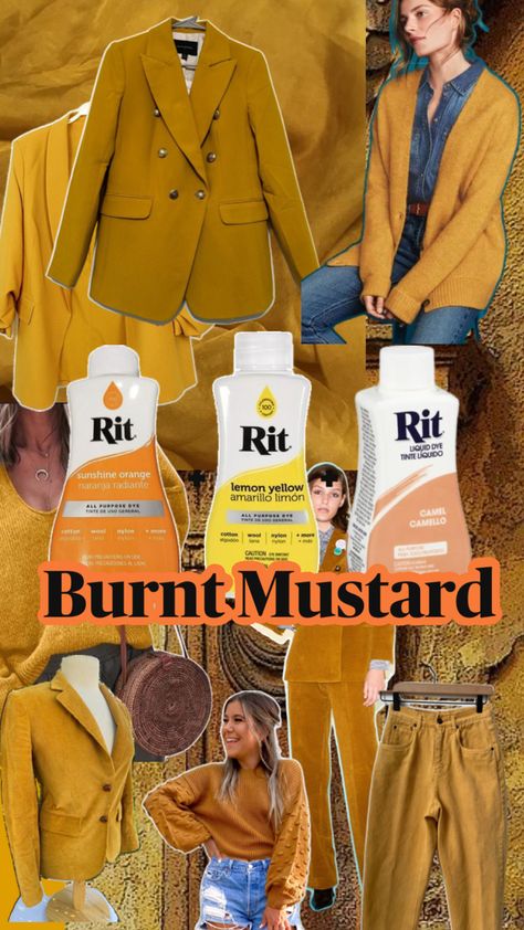 Add warmth to your fall wardrobe with burnt mustard yellow! Mix Lemon Yellow, Camel, and Orange Rit dyes to get this inviting color—perfect for autumn sweaters, accessories, and more. #MustardYellow #FallWardrobe #WarmAutumn #DIYDyeProject Autumn Sweaters, Diy Dye, Rit Dye, Inverted Triangle, Warm Autumn, Lemon Yellow, Fall Sweaters, Fall Wardrobe, Mustard Yellow