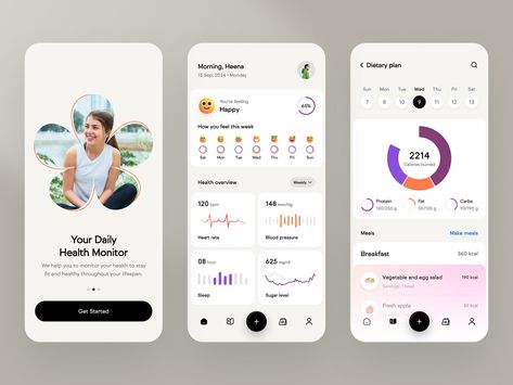 Health Monitoring App by Raju Husen ✪ on Dribbble Health App Design, Tracking App, Health App, Burn Calories, Stay Fit, App Design, Global Community, Creative Professional, How Are You Feeling