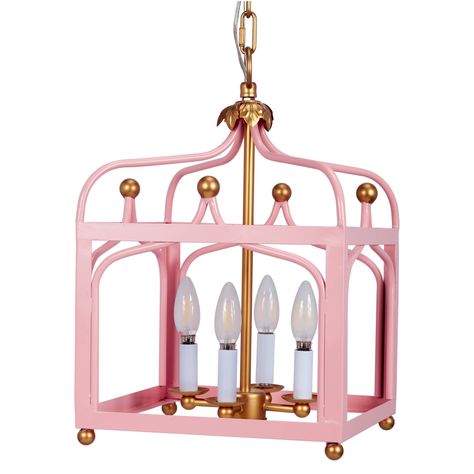 Blush and Gold 4-Light Pendant Lantern - The Well Appointed House Chinoiserie Lighting, Garden Stool Decor, Pink Pendant Light, Old World Design, Pendant Lantern, Flush Mount Chandelier, Lantern Chandelier, Outdoor Accent Table, World Design