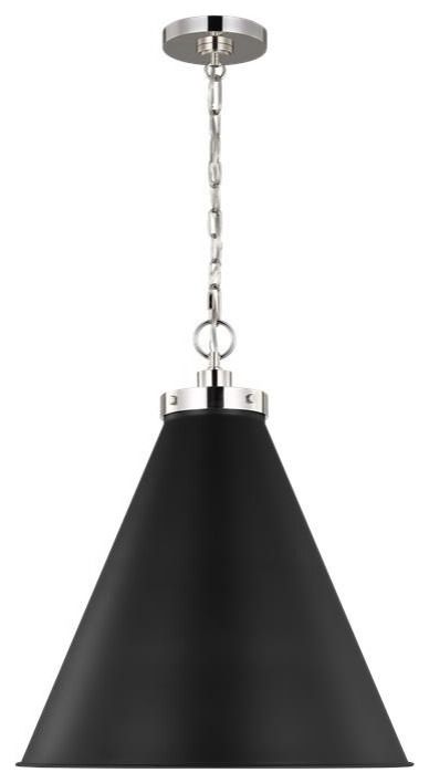 Generation Lighting Wellfleet CP1281MBKBBS Large Cone Pendant - Transitional - Pendant Lighting - by The Lighthouse | Houzz Transitional Pendant Lighting, Generation Lighting, The Lighthouse, Midnight Black, Lighthouse, Pendant Lighting, Lighting, Pendant