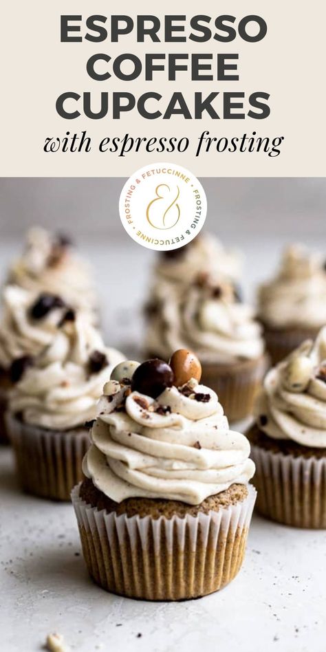 These espresso coffee cupcakes are made with instant espresso and brewed coffee. They are super fluffy and easy to make. This coffee cupcake recipe features a creamy espresso buttercream frosting that is irresistible if you are a coffee lover! Coffee Theme Cupcakes, Espresso Buttercream Frosting, Espresso Dessert, Coffee Cupcake, Espresso Buttercream, Espresso Cupcakes, Infused Cupcakes, Instant Espresso, Espresso Cake