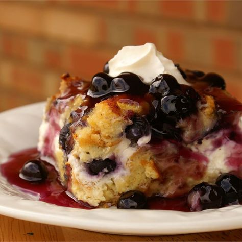 Overnight Blueberry French Toast | Allrecipes Easter Brunch Casserole, Blueberry French Toast Casserole, Stuffed French Toast Cream Cheese, Overnight French Toast, Brunch Casserole, Feta Dip, Blueberry French Toast, Unique Breakfasts, Overnight Blueberry French Toast