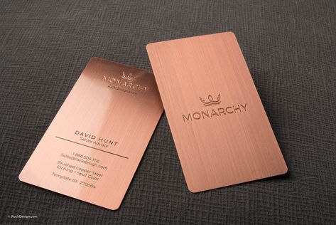 Copper Logo Design, Card Fonts, Copper Business Cards, Business Card Fonts, Copper Logo, Visit Card, Metal Business Cards, Visiting Card Design, Brushed Copper