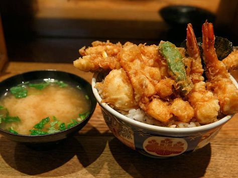 Tempura at Kaneko Hannosuke Nihonbashi, Tokyo Japan Fine Restaurant, Sweet Sauce, Cheap Eats, Japan Food, Rice Bowl, Tempura, Rice Bowls, Deep Fried, Japanese Food