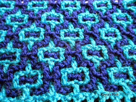 Royce's Hub: Interlocking Crochet : Horizontal and Vertical Moorish Lattice Pattern Interlocking Crochet Patterns, Wiggly Crochet Patterns, Interlock Crochet, Wiggly Crochet, Interlocking Crochet, Embroidery Crochet, Crochet Afgans, Crochet Knit Stitches, Crochet Blanket Afghan