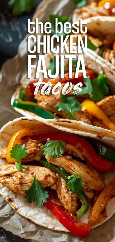 Chicken Fajita Tacos [35 Minutes] – Chasety Mini Chicken Fajita Tacos, Authentic Chicken Fajita Recipe, Chicken Fajita Tacos, Fajita Taco, Chicken Fajita Wraps, Recipes Sandwiches, Fajita Tacos, Fajita Spices, Sauteed Peppers And Onions