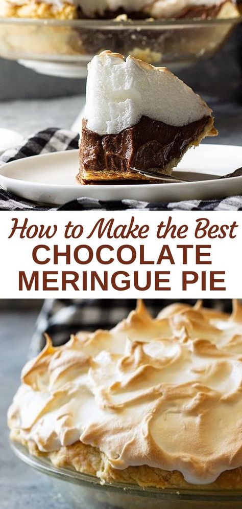 Cooked Chocolate Pie, Chocolate Pie With Meringue Topping, Chocolate Pie Baked, Thanksgiving Pie Chocolate, Old Fashioned Chocolate Pie With Meringue, Old Fashioned Chocolate Cream Pie, Homemade Chocolate Meringue Pie, The Best Chocolate Pie Recipe, Fancy Meringue Desserts