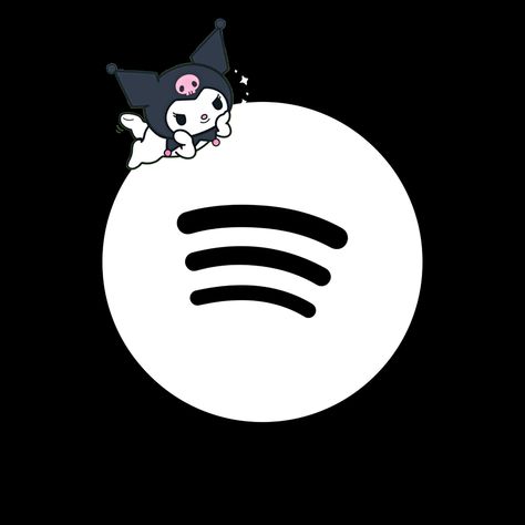 Kuromi Spotify Icon, Kuromi Ios Theme, Kuromi Instagram Highlight Covers, Kuromi Icon Black Background, Cute Kuromi Icons For Apps, Kuromi Phone Icons, Kuromi Listening To Music, Kuromi Themed Phone, Sanrio App Icons Kuromi