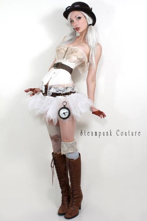 Steampunk Couture by Kato Kato Steampunk, Mori Girl Clothing, Kate Lambert, Steampunk Images, Mode Steampunk, Steampunk Couture, Steam Girl, Overbust Corset, White Corset