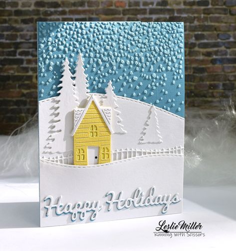 Christmas Village Card, Christmas Card Decorations, Handmade Greeting Card Designs, Running With Scissors, New Home Cards, Christmas Card Crafts, Diy Christmas Cards, Christmas Cards To Make, Card Making Inspiration