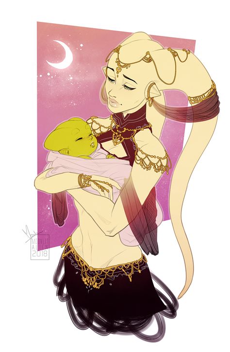 Moonlit. Twi'lek Female Art, Twi'lek Oc, Twi’lek Female, Mother With Baby, Star Wars Light, Twi Lek, Star Wars Characters Pictures, Alien Character, Star Wars Drawings