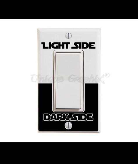 Star Wars light switch Star Wars Light Switch, Star Wars Themed Nursery, Star Wars Kids Room, Star Wars Boys Room, Light Switch Decal, Star Wars Bathroom, Star Wars Bedroom, College Apartments, Star Wars Light