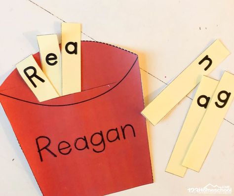 FREE French Fry Name Recognition Activity - this free printable activity helps preschool and kindergarten age kids learn their name while having fun! #preschool #kindergarten #namerecognition Name Recognition Activities, 123 Homeschool 4 Me, Name Writing Practice, Preschool Names, Preschool Prep, Name Recognition, Mothers Day Poems, Name Crafts, Free Printable Activities