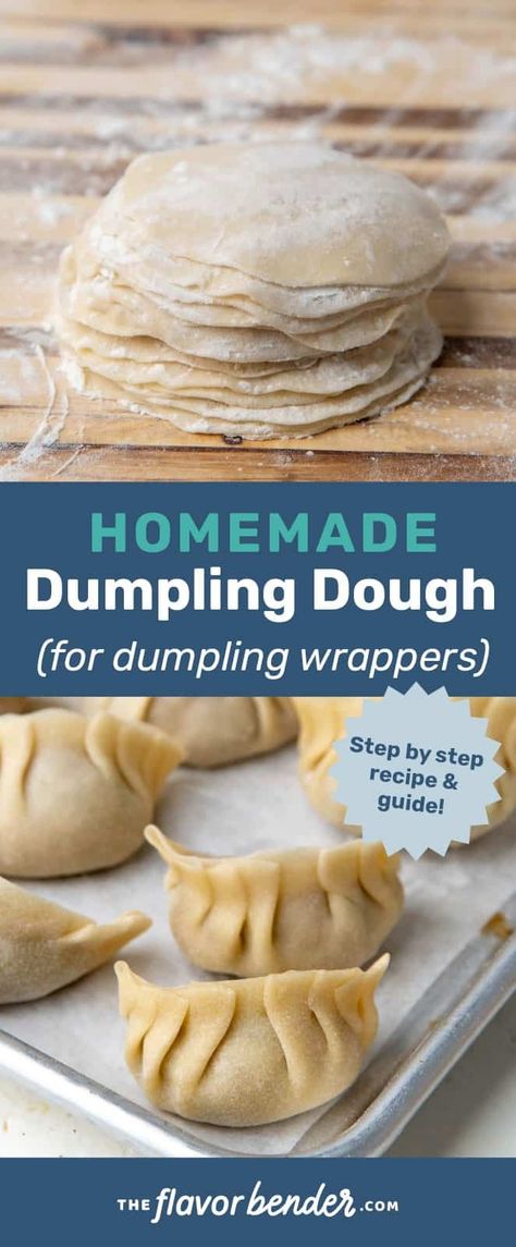 Learn how to make perfect dumpling dough for potsticker and dumpling wrappers! The perfect guide for beginners with videos, and tips & tricks! #TheFlavorBender #DumplingDough #Dumplings #Potstickers Dumpling Dough Recipe Homemade, How Do You Make Dumplings, Easy Pot Stickers Recipe, How To Make Dumplings From Scratch, Dumplings Recipe Homemade Dough, How To Fold Dumplings, How To Make Dumpling Dough, Potsticker Dough Recipe, Dumplings Dough Recipe