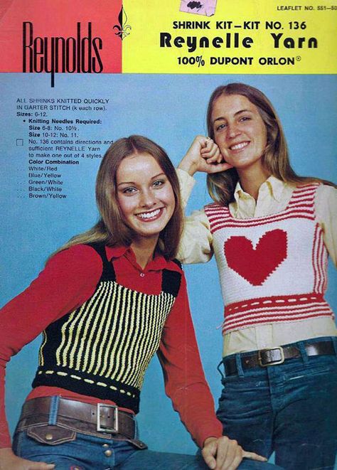 Actual 70s Sweater Vests | Hint Fashion Magazine Sweater Vest Outfits For Women, 70s Sweater Vest, Sweater Vest Outfits, 70s Magazine, Knit Vests, 70s Mens Fashion, 70s Crochet, 70s Sweater, Vest Outfits For Women