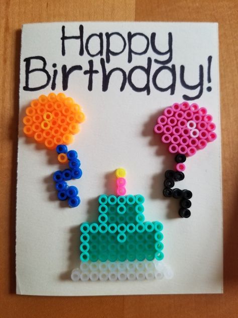 Perler Beads Birthday, Happy Birthday Perler Bead Patterns, Happy Birthday Hama Beads, Pyssla Letters, Cake Perler Beads, Easy Perler Bead Patterns, Diy Perler Bead Crafts, Perler Crafts, Diy Perler Beads