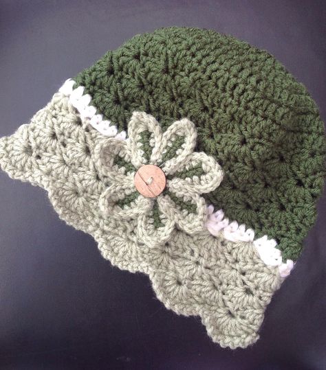 فن النسيج, Crochet Baby Cap, Crochet Flower Hat, Crochet Baby Beanie, Easy Crochet Hat, Crocheted Hat, Baby Hat Patterns, Crochet Knit Hat, Bonnet Crochet