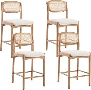 Kitchen Island Chairs, Rattan Counter Stools, Mid Century Modern Bar, Island Chairs, Rattan Bar Stools, Wood Kitchen Island, Stools For Kitchen Island, Wooden Counter, Counter Height Bar