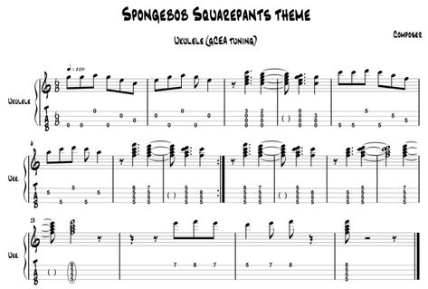 Ukulele Fingerpicking Songs, Ukulele Tabs Songs, Ukulele Fingerpicking, Piano Songs Sheet Music, Uke Tabs, Uke Songs, The Spongebob, Easy Guitar Songs, Ukulele Music