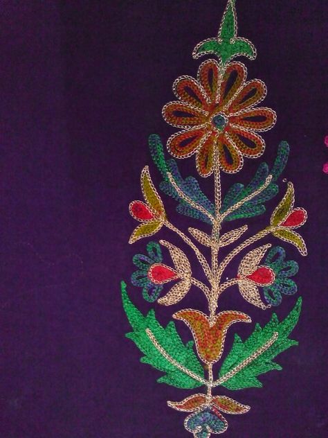 A Kasida Work Embroidery Motif, Kashida Of Kashmir Embroidery Motifs, Kasida Work Embroidery, Kashida Embroidery Motifs Kashmiri, Kashida Embroidery Designs, Kashida Embroidery Motifs, Kashmir Embroidery, Bird Paper Craft, Kashida Embroidery