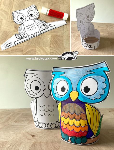 Owl Headband Craft, Owl Paper Crafts, Owl Crafts For Kids, After School Club Activities, Owl School, Owl Templates, Owl Paper, Owl Craft, Owl Coloring Pages