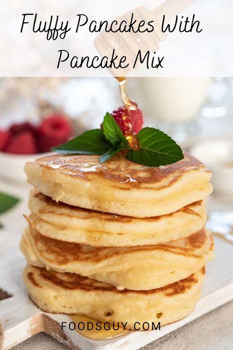 Pancake Mix Pancakes, How To Spice Up Box Pancakes, Bus Quick Pancake Recipe, How To Doctor Up Box Pancakes, Pancake Box Mix Better, How To Improve Box Pancakes, Bus Quick Pancakes, Pancakes With Pancake Mix Recipe, Make Pancake Mix Better