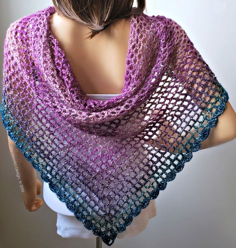 SimpleSummertimeShawlOombawkaDesignCrochet2019 Shawl In A Ball, Crocheted Shawls, Crochet Wraps, Crochet Prayer Shawls, Yarn Shawl, One Skein Crochet, Crochet Shawl Free, Crocheted Shawl, Summer Shawl