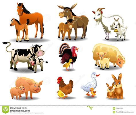 Farm Animals And Their Babies, Young Ones Of Animals, Animals And Their Babies, Baby Animal Names, Farm Animal Crafts, Voxel Art, Baby Farm Animals, Animals Cartoon, Wild Baby