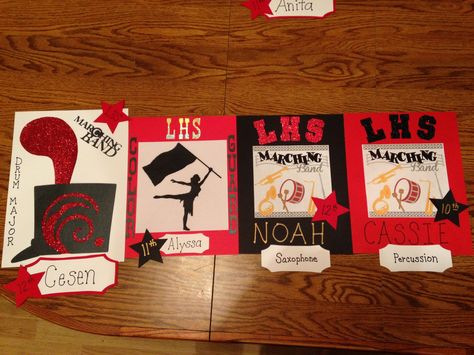 #Band #locker #signs Band Spirit Posters, Marching Band Locker Decorations, Band Locker Decorations, Band Locker Signs, Senior Night Poster Ideas, Band Decorations, Team Poster Ideas, Senior Night Ideas, Senior Night Poster