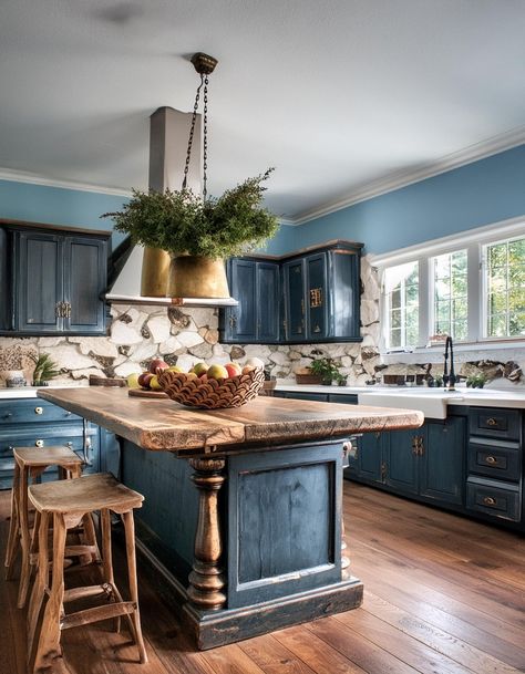 Kitchen Island With An Antique Addition Antique Buffet Kitchen Island, Island Ideas For Kitchen, Oval Kitchen Island, Kitchen Island Vintage, Unique Kitchen Island, Antique Kitchen Island, Best Kitchen Island, Bathroom Counter Decor Ideas, Kitchen Setup