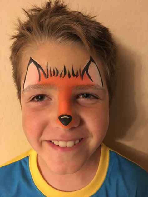 Face Painting Fox Easy, Simple Fox Face Paint, Easy Animal Face Paint Ideas For Kids, Quick Face Paint Ideas, Paw Patrol Face Paint Easy, Face Painting For Boys Easy, Dog Face Paint Easy, Fox Face Paint Easy, Easy Fall Face Painting Ideas