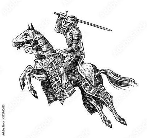 Tiger Sketch, Knight On Horse, Medieval Horse, Woodcut Tattoo, Engraving Tattoo, Medieval Tattoo, Knight Tattoo, Medieval Artwork, Riding A Horse