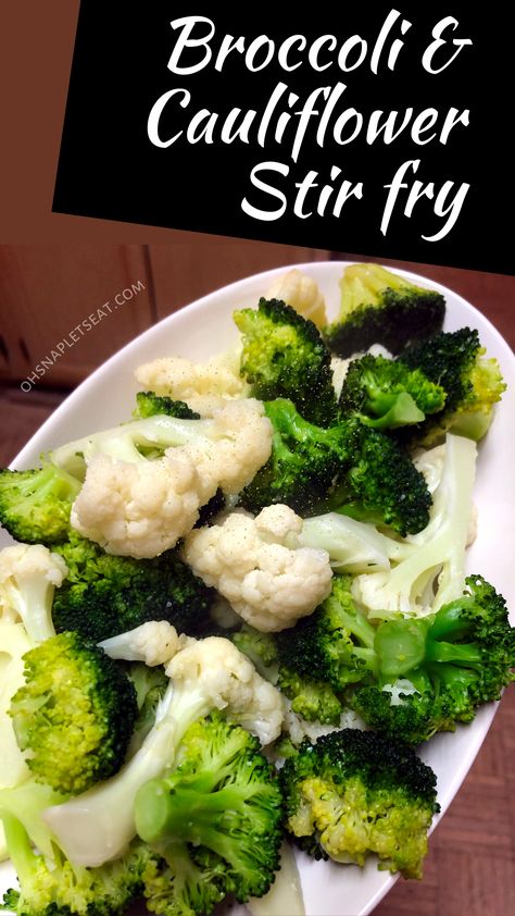 This Broccoli and Cauliflower Stir Fry is super easy to make, and a tasty way to get some healthy veggie in to your diet! The veggies are also super healthy for you, making this the perfect side dish. #ohsnapletseat Broccoli And Cauliflower Side Dish, Broccoli Cauliflower Recipes, Sushi Rolling, Cauliflower Side Dish, Easy Healthy Side Dishes, Cauliflower Stir Fry, How To Cook Cauliflower, Broccoli Sauteed, Broccoli And Cauliflower