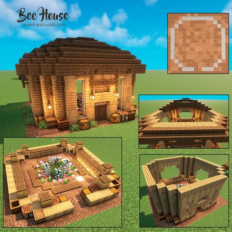 Minecraft Bee House cute and easy. #Minecraft #minecraftbuilds #minecraft建築コミュ Minecraft Bee House, Cute Buildings, Minecraft Room Decor, Minecraft Bee, Terraria House Design, Minecraft W, House Cute, Bee Houses, Relaxing Videos