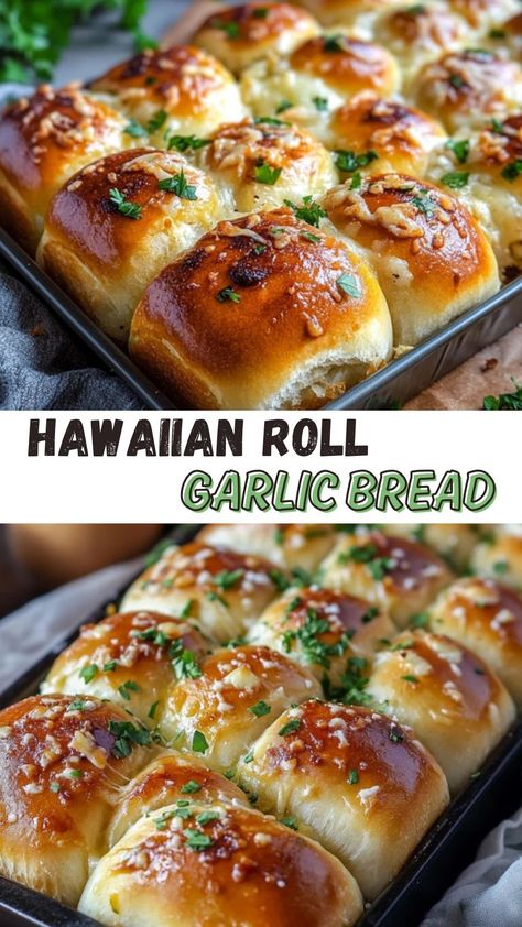 Hawaiian Roll Garlic Bread Artisan Rolls Recipe, Hawaiian Rolls With Garlic Butter, Garlic Butter Hawaiian Roll Sliders, Buttered Hawaiian Rolls, Hawaiian Rolls Thanksgiving, Hawaiian Roll Thanksgiving, Ground Beef And Hawaiian Rolls, Recipes Using Dinner Rolls, Hawaiian Roll Garlic Bread Recipe