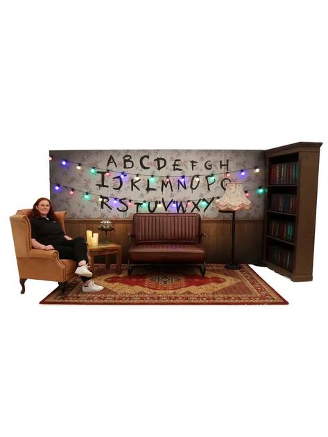 Stranger Things Living Room Montage | EPH Creative - Event Prop Hire Stranger Things Living Room, Stranger Things Decoration, Neon Jungle, Tree Furniture, Event Props, Prop Hire, English Country Gardens, Contemporary Christmas, Creative Event