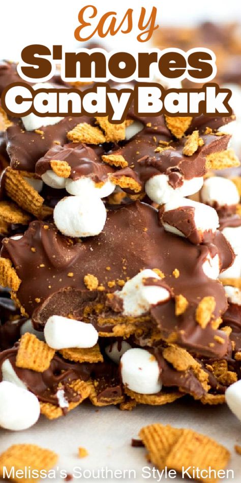 Smores Candy, Easy Xmas Dessert, Candy Bark Recipes, Easy Smores, Easy S, Easy Candy Recipes, Chocolate Bark Recipe, Xmas Desserts, Party Food Dessert