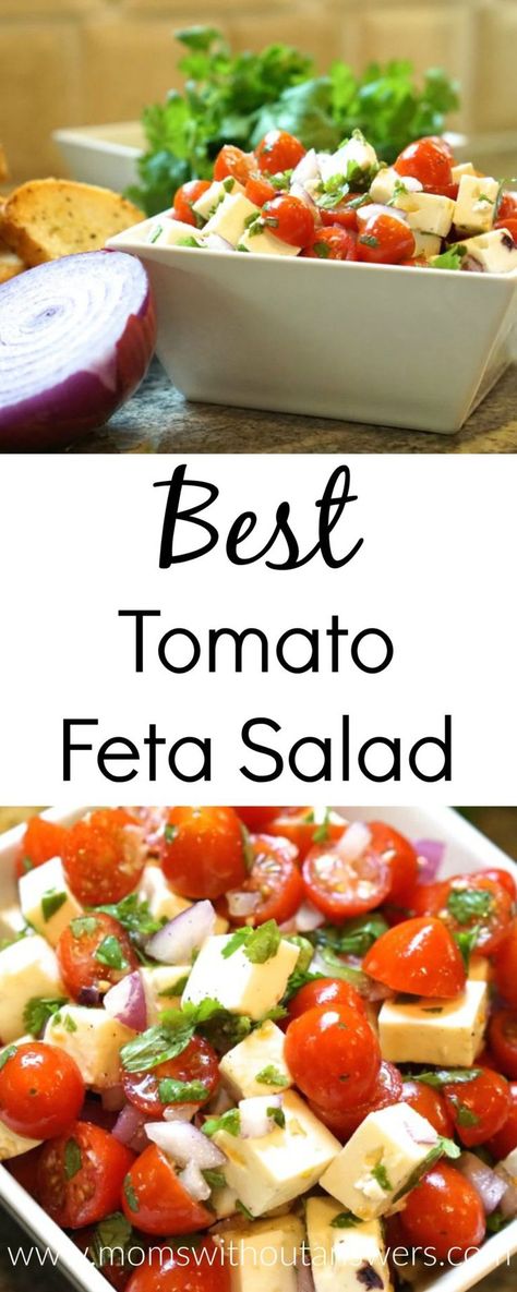 I am not exaggerating that I make this tomato feta salad dozens of times each summer! It is SO good that people ask for the recipe every time I make it! Tomato Feta Salad Recipes, Tomatoes Feta Salad, Salad Recipes With Tomatoes, Feta Salad Recipes, Tomato And Feta Salad, Tomato Feta Salad, Tomato And Feta, Feta Salad Recipe, Feta Salad